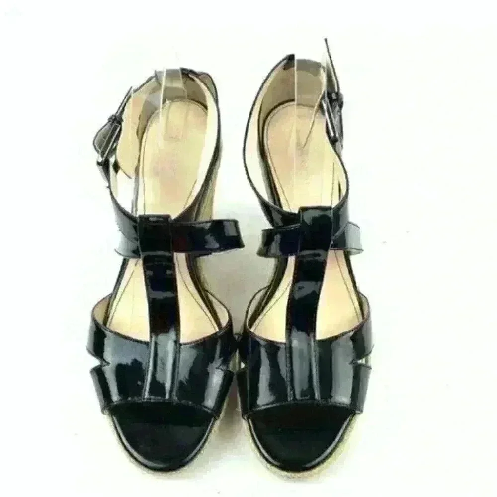 Calvin Klein 10 Emmah Patent Leather Espadrilles